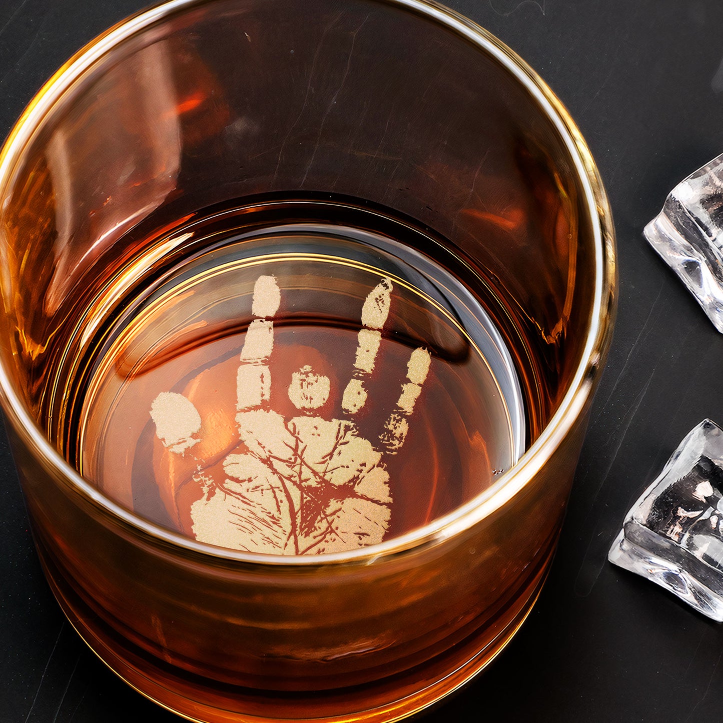 Jerry Garcia Handprint Engraved Whiskey Glass –  Iconic Hand Design ( With Gift Box )