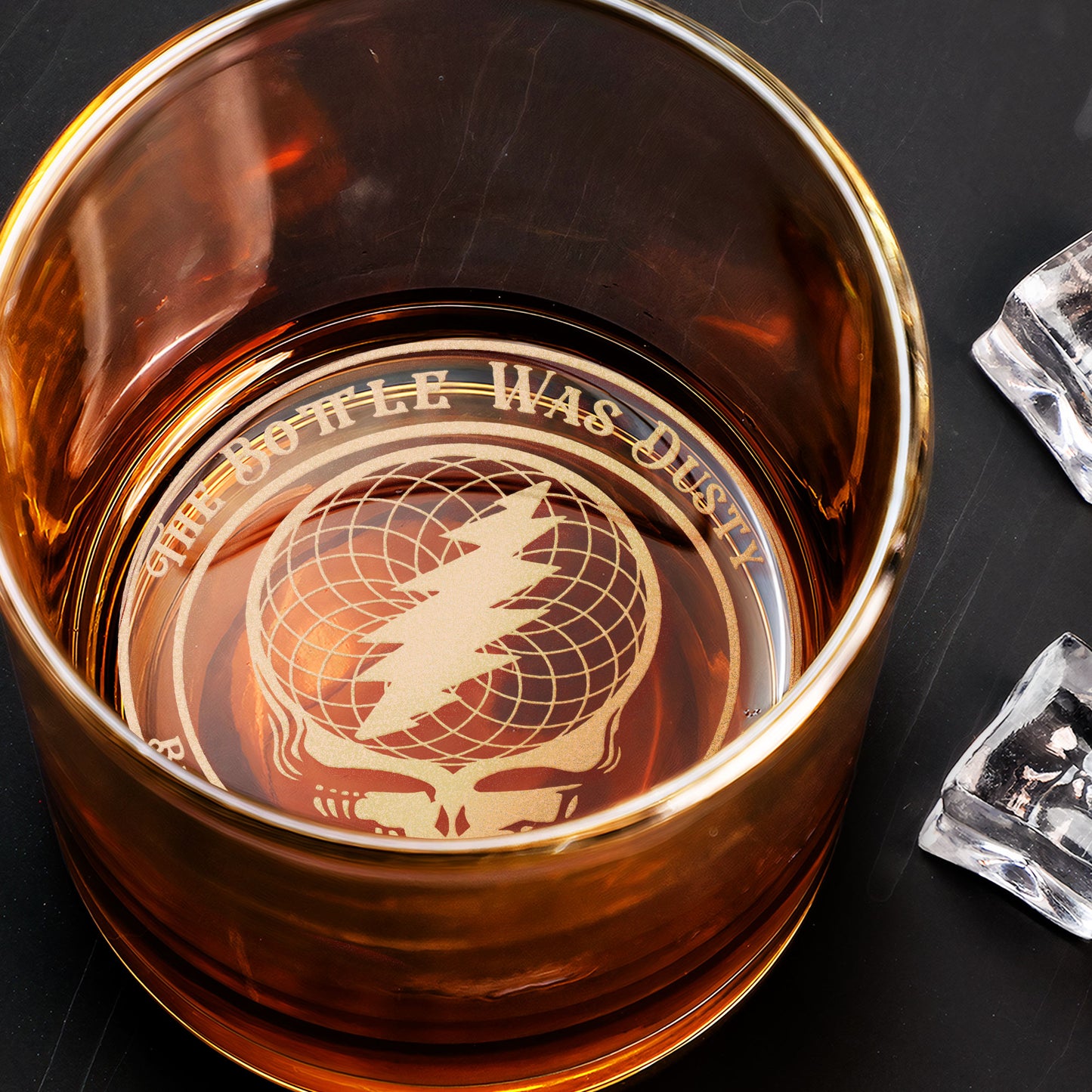 Grateful Dead Steal Your Face Engraved Whiskey Glass - Multiple Designs Available Father's Day Gift (With Gift Box)