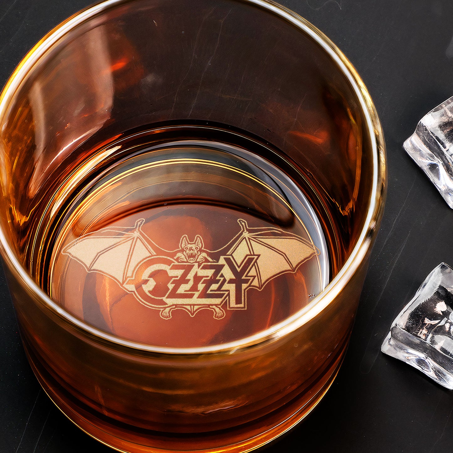 Ozzy Osbourne Bat Logo Engraved Whiskey Glass - Multiple Designs Available (With Gift Box)