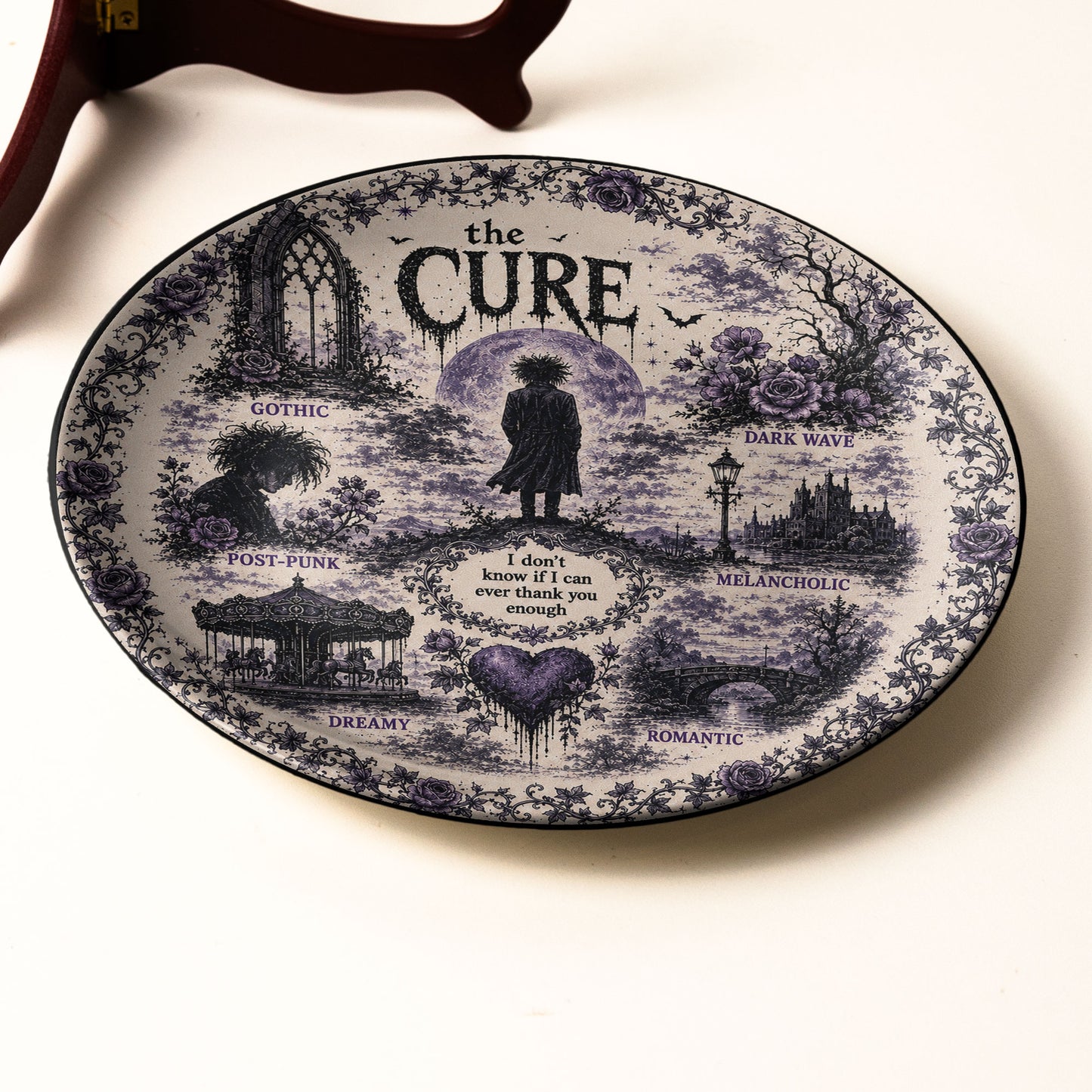 The Cure Gothic Decorative Ceramic Plate – Dark Wave & Post-Punk Inspired Collector Plate, Romantic Gothic Home Decor Gift for Music Fans