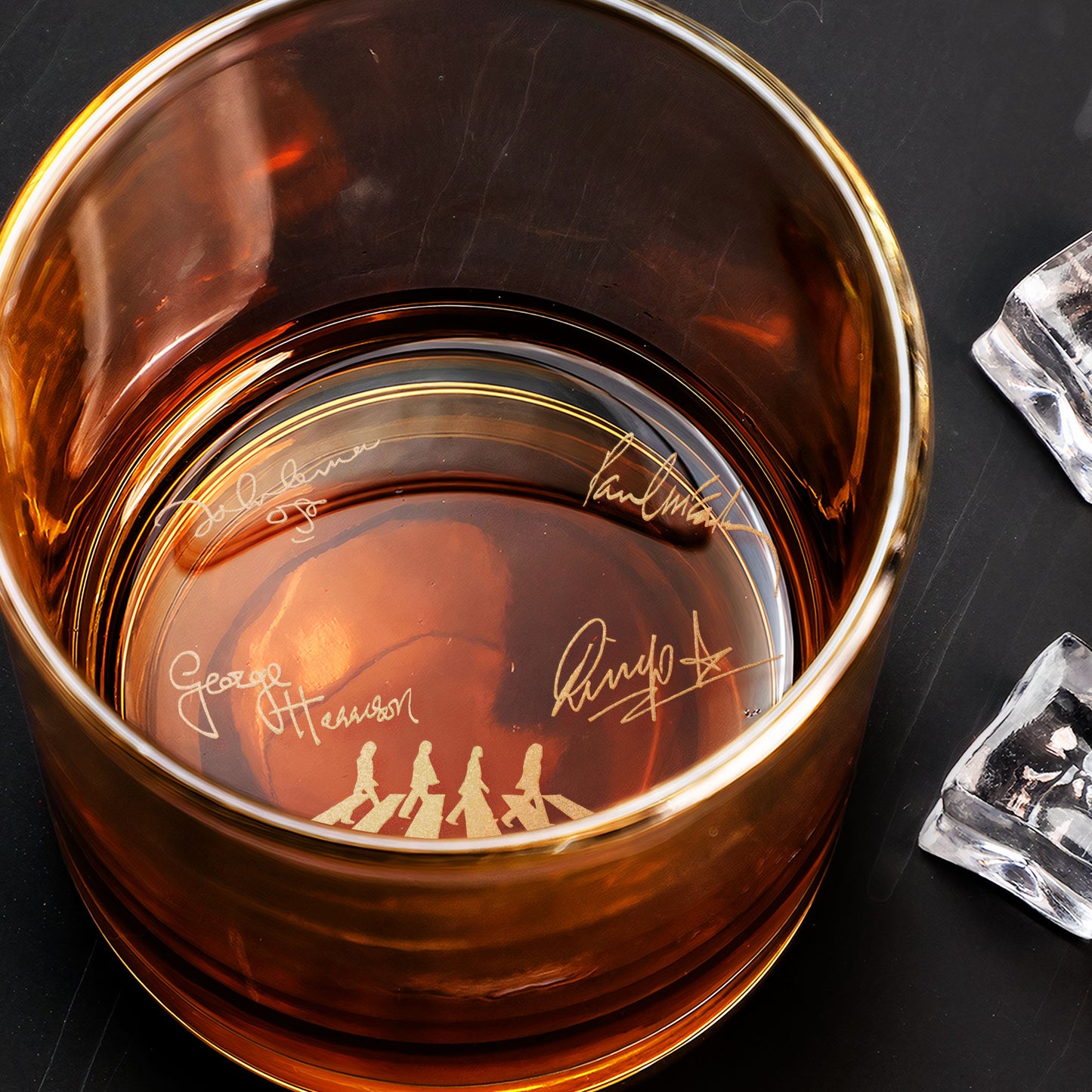 The Beatles Abbey Road With Sign Engraved Whiskey Glass - Multiple Designs Available (With Gift Box)