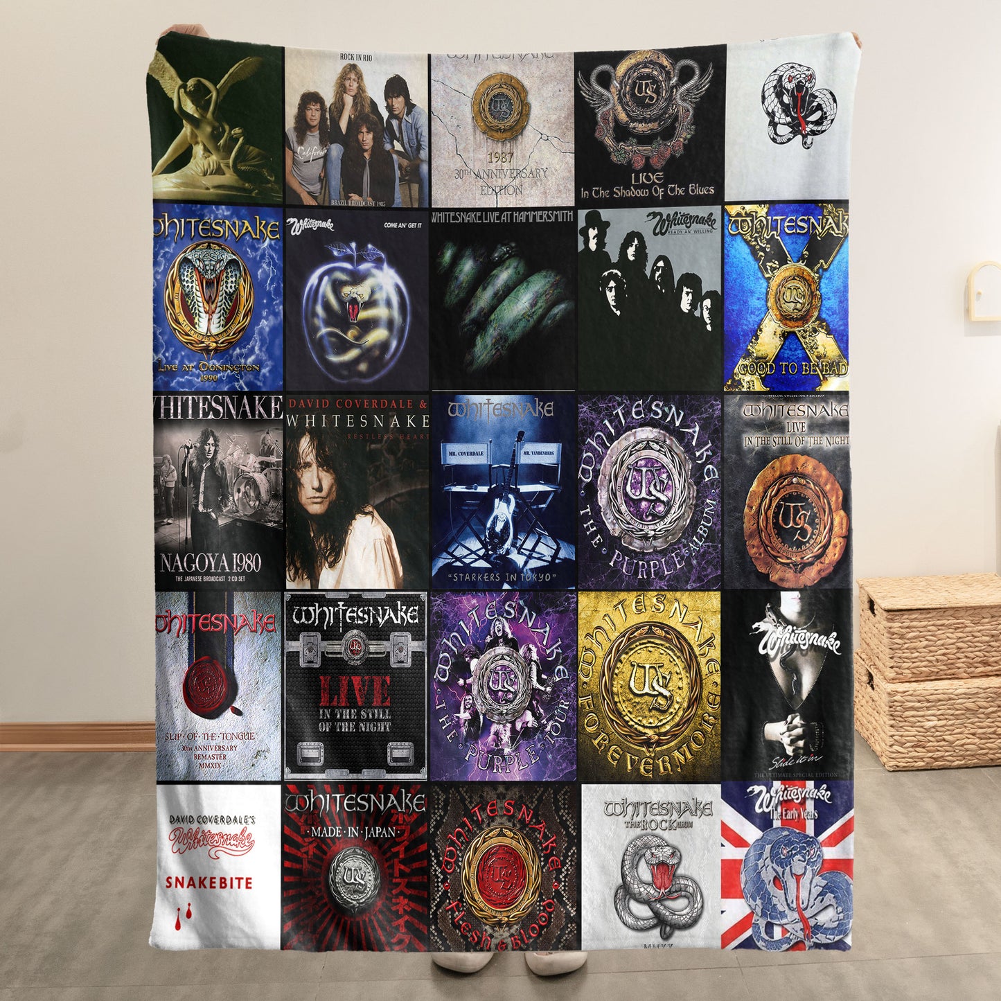 Whitesnake Sherpa Blanket – A Legendary Hard Rock Album Collage for True Fans