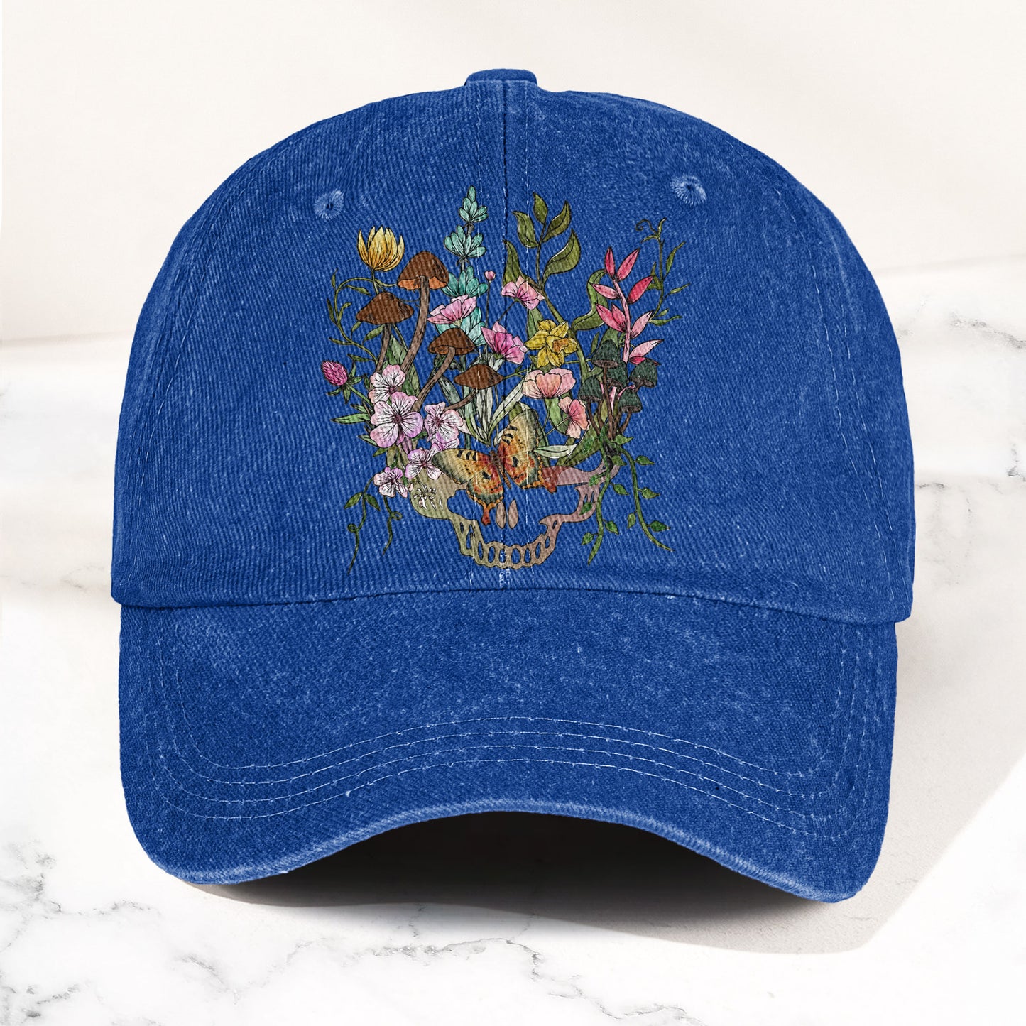 Grateful Dead Botanical Stealie Skull And Flower Denim Cap – Retro Vintage Dad Cap Gift For Dad (With Box)