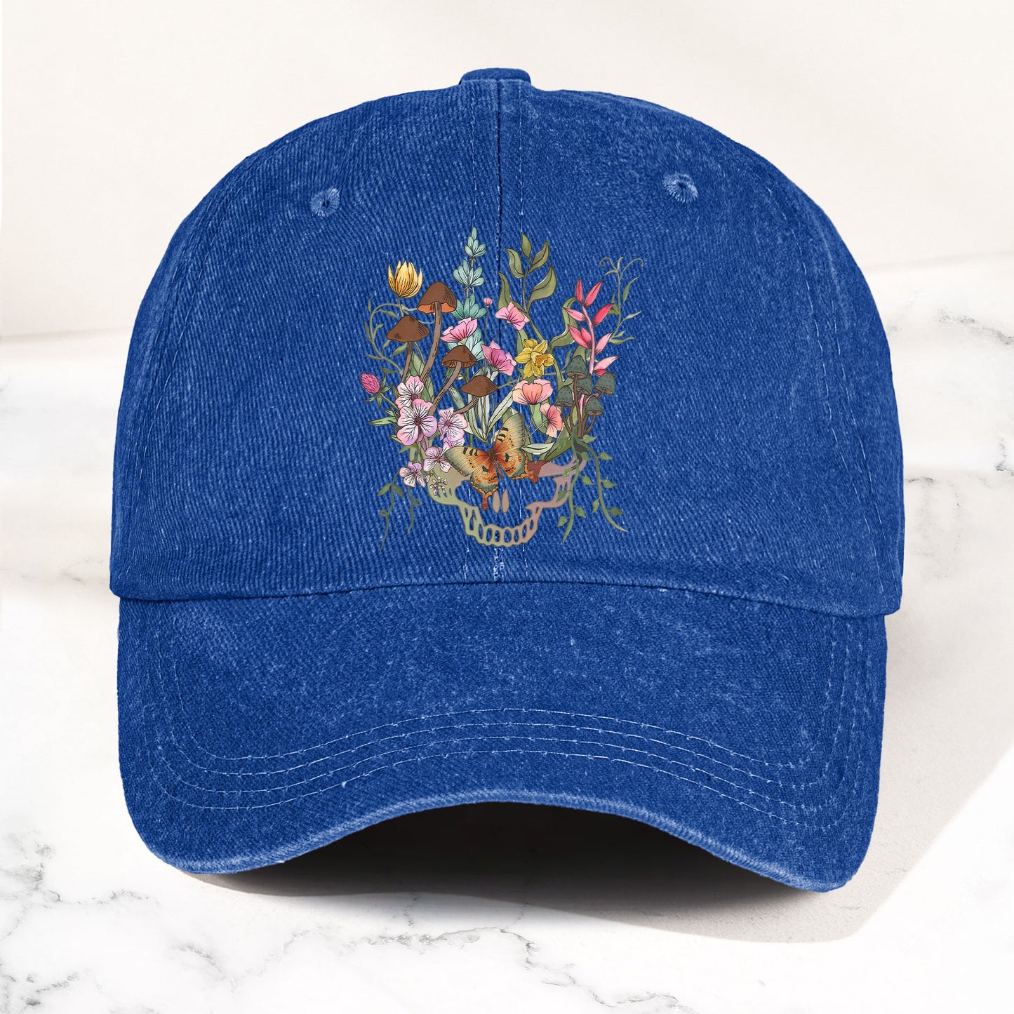 Grateful Dead Denim Dad Cap – Stealie Botanical Butterflies Design ( With BOX)