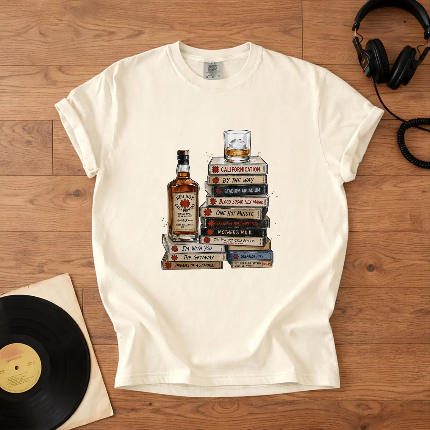 Red Hot Chili Peppers Cassette Album Collection Vintage T-Shirt – Retro Rock Music Red Hot Chili Peppers Merch Tee
