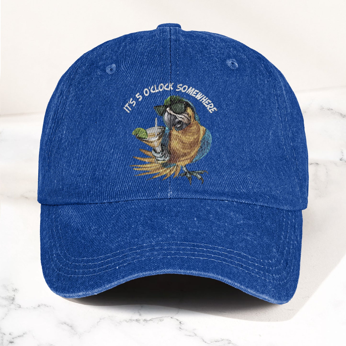 It's 5 O'Clock Somewhere Denim Cap – Retro Jimmy Buffett Tribute Dad Baseball Cap (With Box)