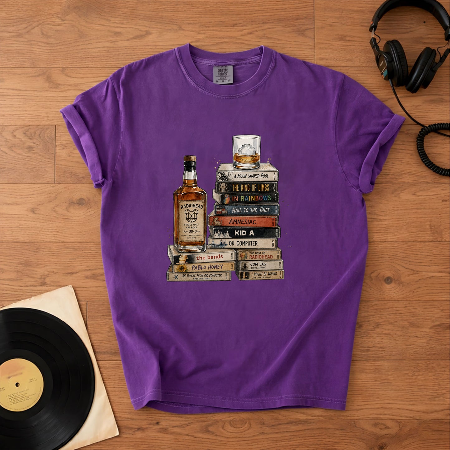 Radiohead Cassette Album Collection Vintage T-Shirt – Retro Rock Music Radiohead Merch Tee