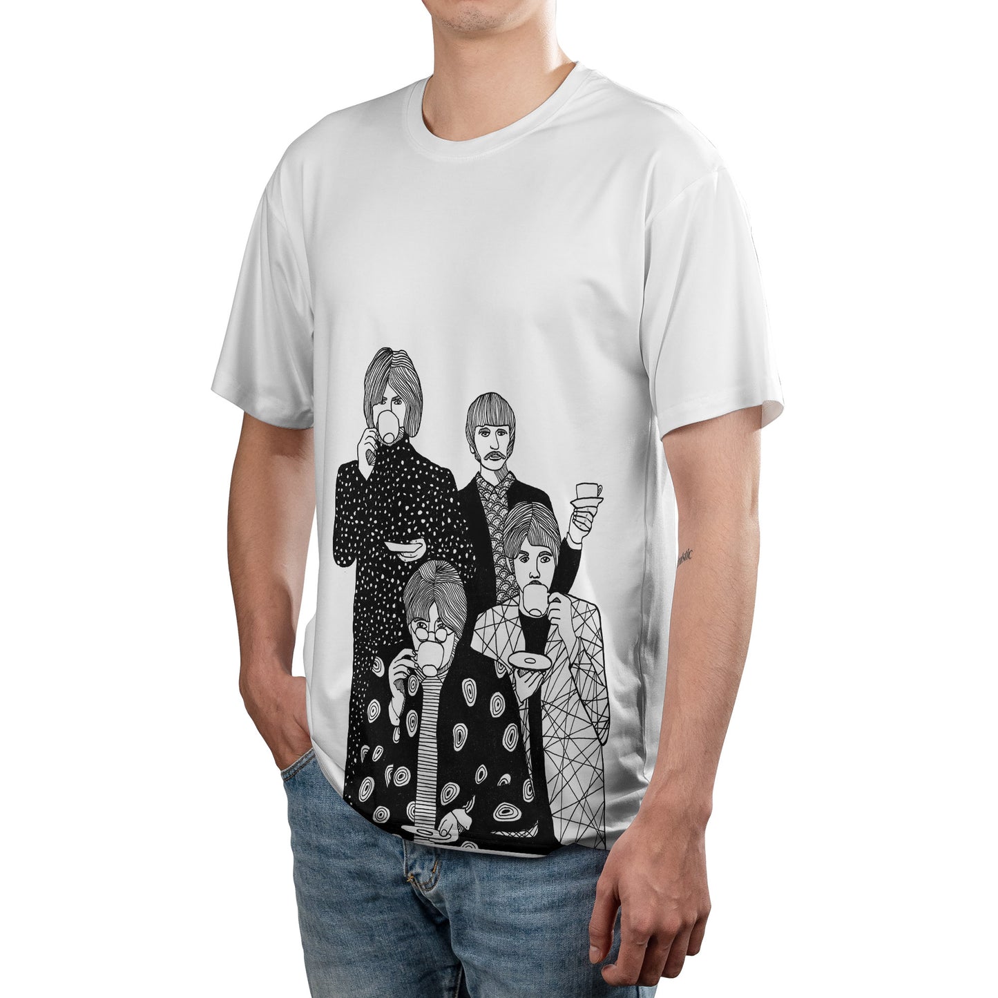 The Beatles Art T-Shirt – Rock Music The Fab Four Tea Club Graphic Unisex Tee