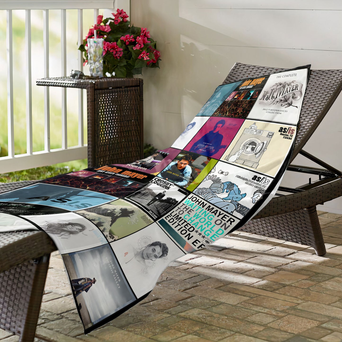 John Mayer Beach Towel – Album Cover Collage Classic Pop And Rock Towel