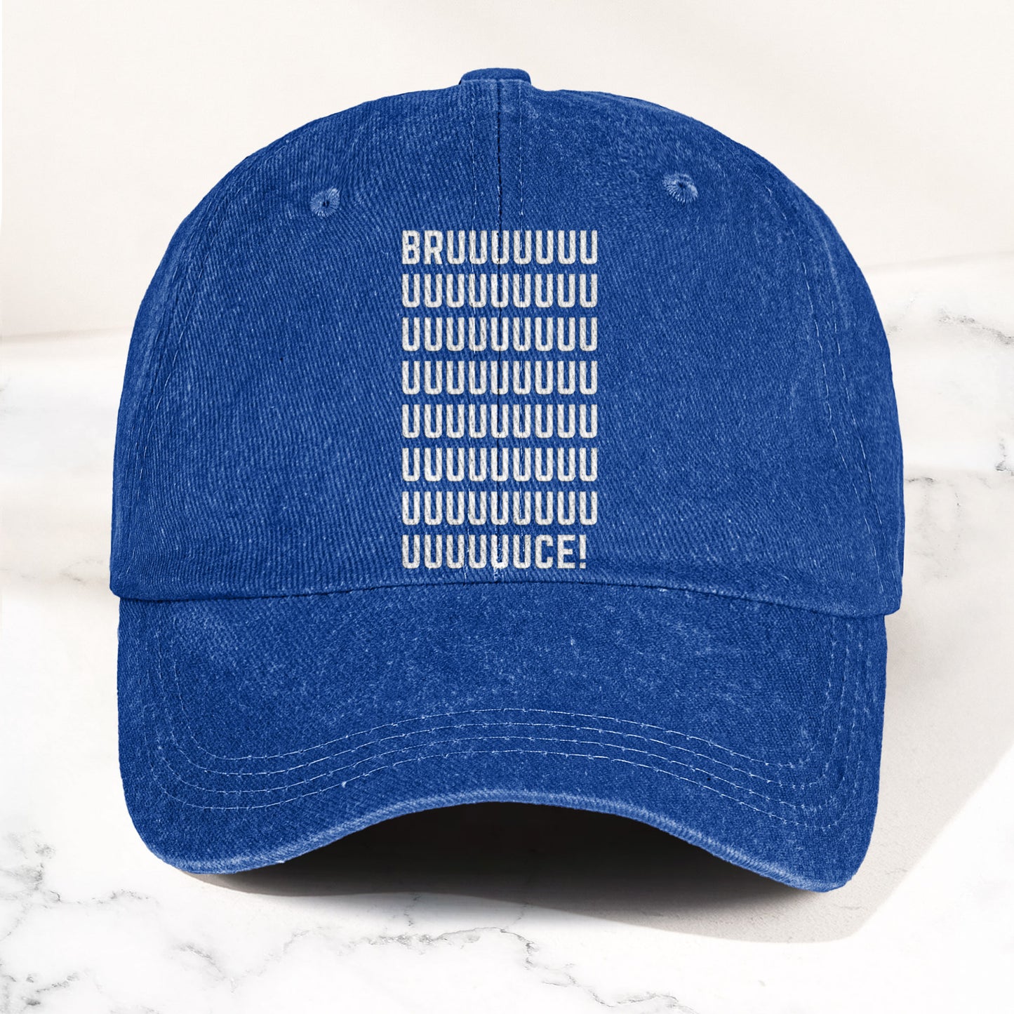 Bruce Springsteen BRUUUUCE! Text Denim Cap – Retro Rock Music Fan Cap (With Box)