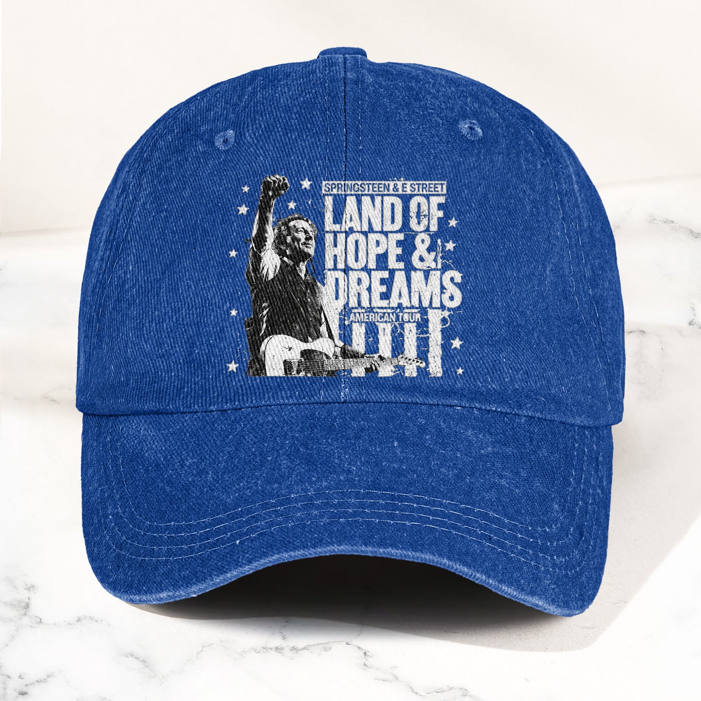 Bruce Springsteen Land of Hope & Dreams American Tour Denim Cap – Retro Rock Music Fan Cap (With Box)