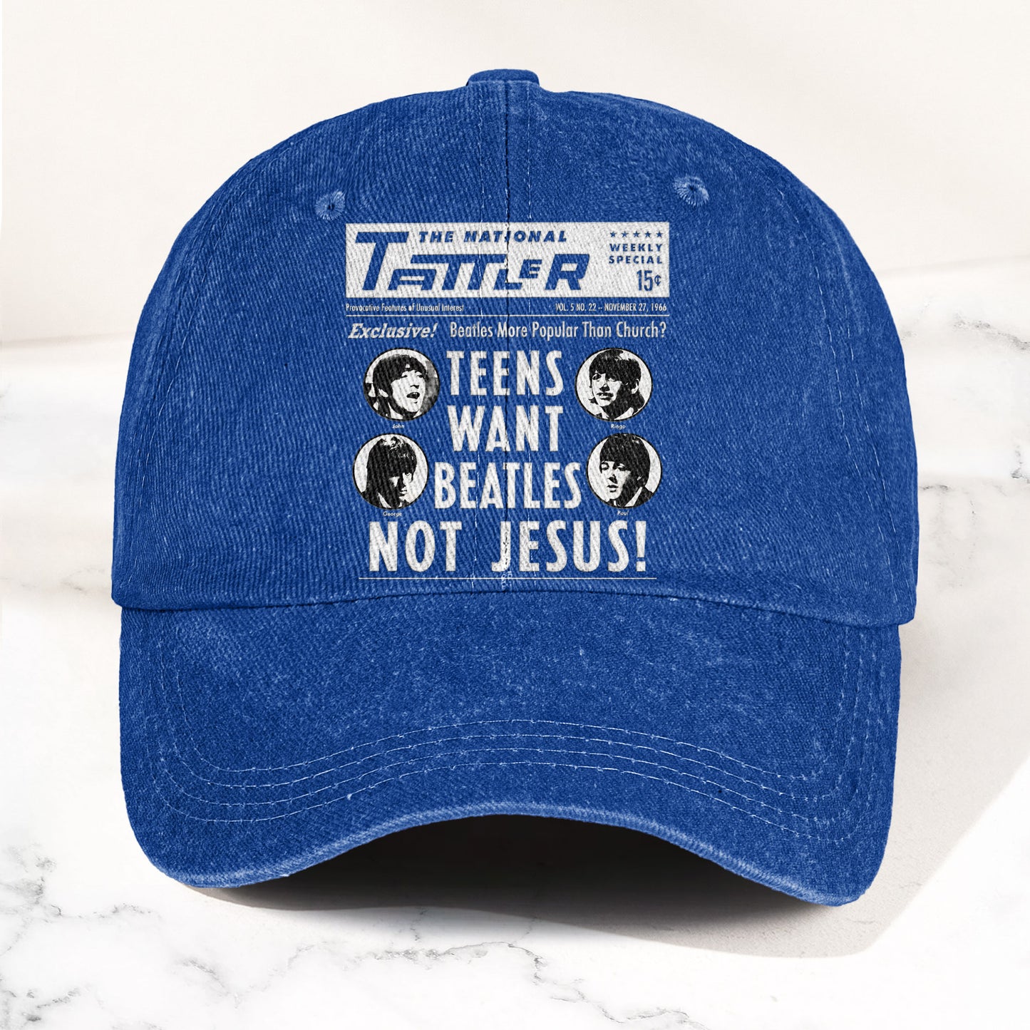 Teens Want Beatles Not Jesus Denim Cap – Retro Rock Music Fan Cap (With Box)