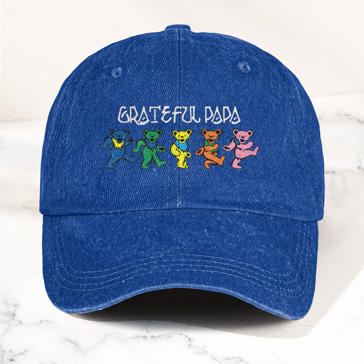 Grateful Papa Dancing Bears Denim Cap – Vintage Music Grateful Dead Merch Gift for Dad (With Box)