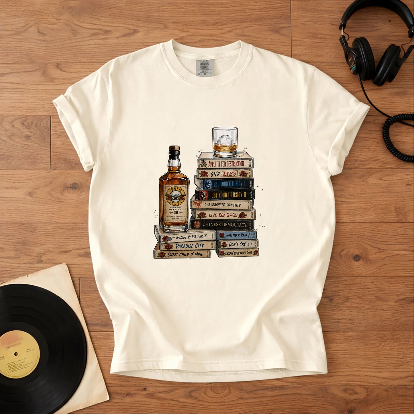 Guns N' Roses Cassette Album Collection T-Shirt – Retro Music Guns N' Roses Merch Tee