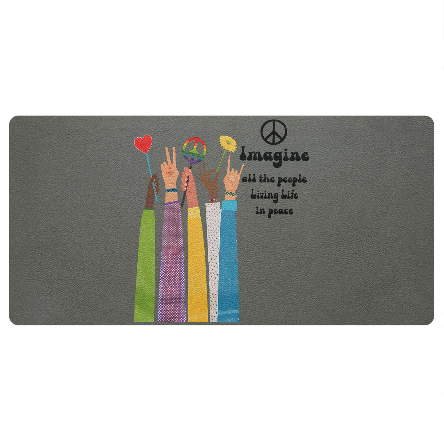 Imagine All The People Living Life In Peace Desk Mat – Non-slip Home Office Gift Keyboard Pad Birthday Gift Pride