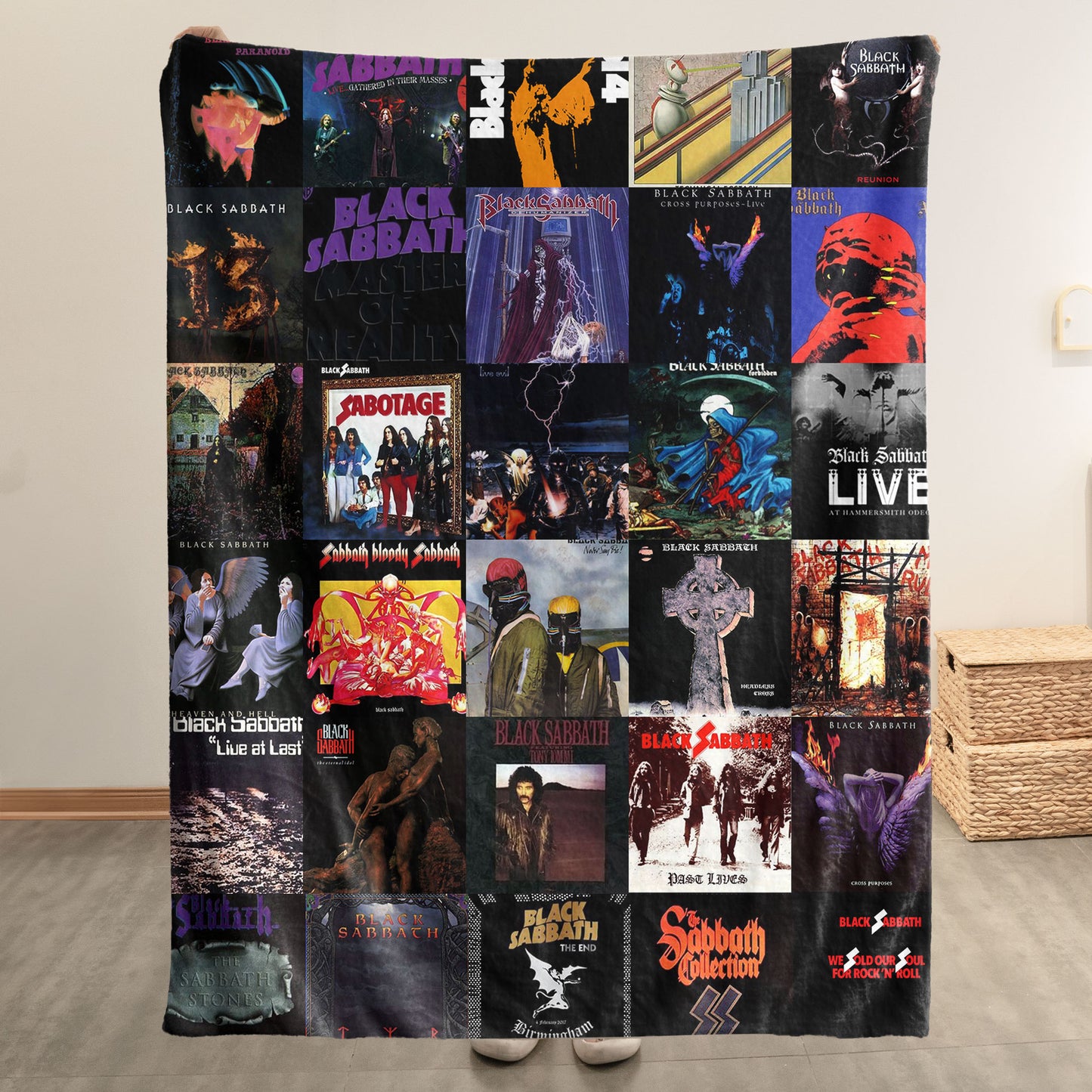 Black Sabbath Sherpa Blanket – Album Cover Collage Heavy Metal Throw Blanket
