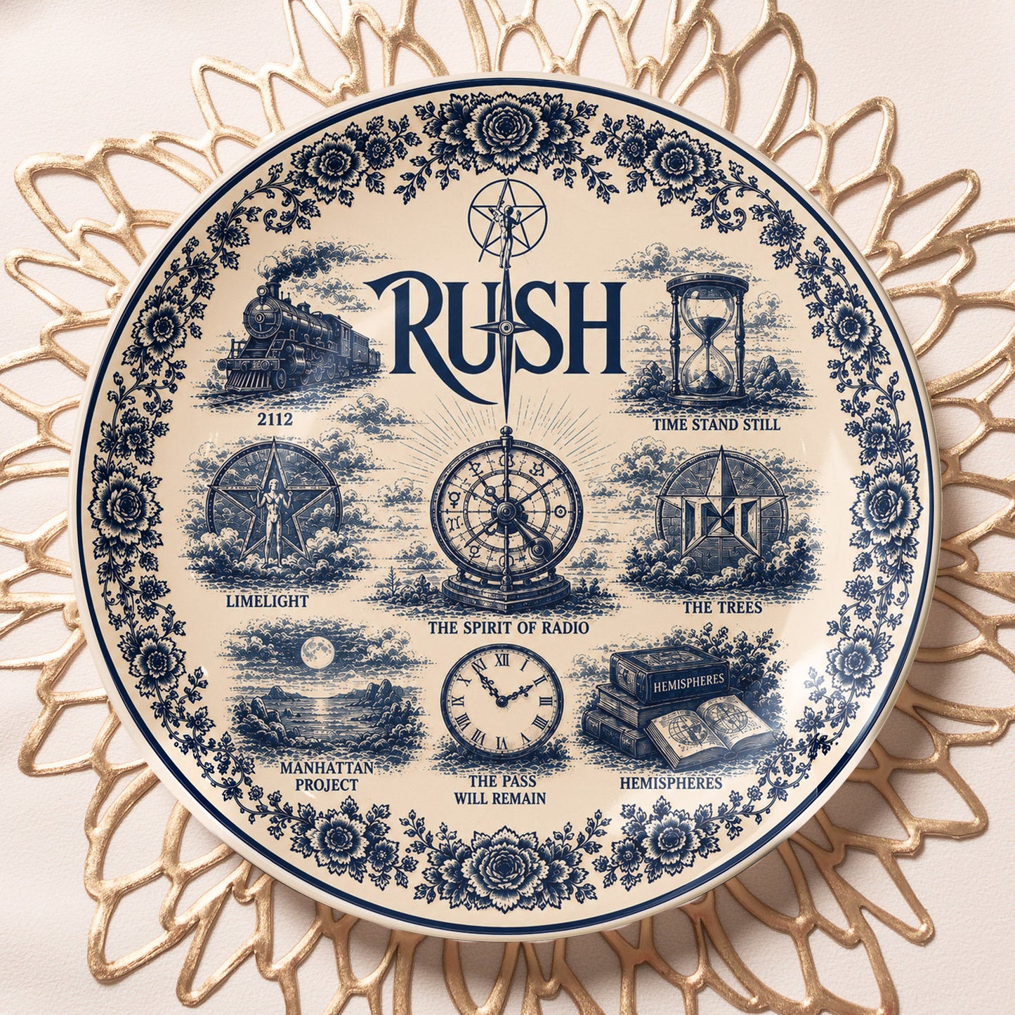 Rush Decorative Ceramic Plate with Display Stand – Classic Rock Songs Memorabilia Gift