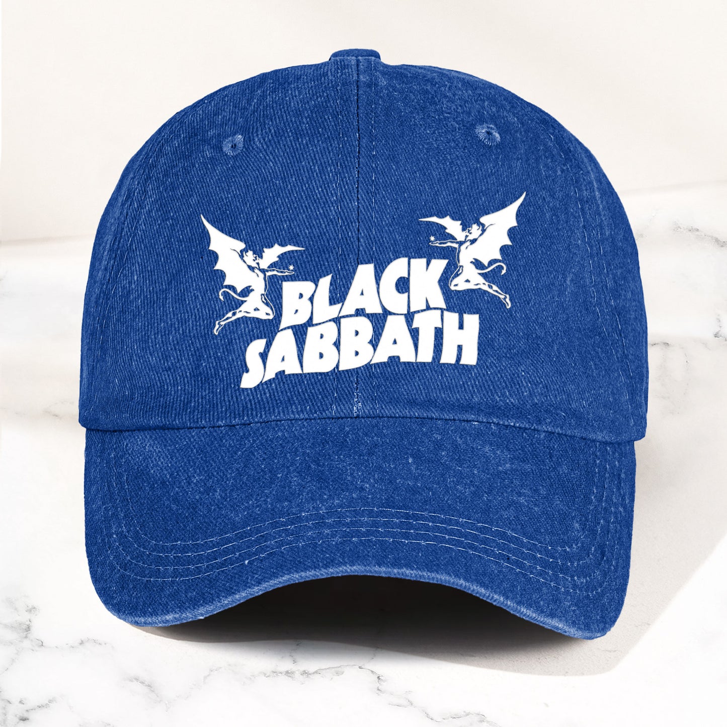 Black Sabbath Denim Dad Cap – Classic Winged Demon Logo Design ( With BOX)