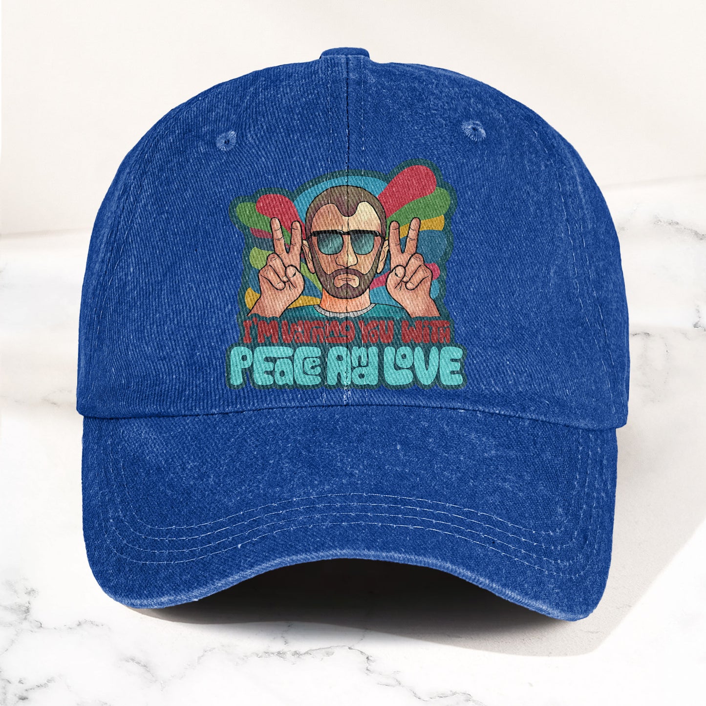 Beatles Ringo Starr Warning You With Peace and Love Denim Cap – Retro Rock Music Fan Cap (With Box)