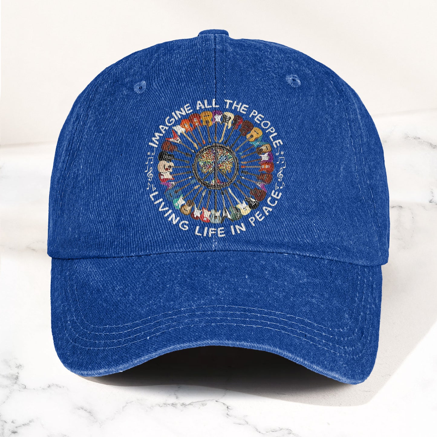 Imagine All The People Living Life In Peace Denim Cap – Retro Music John Lenon Cap Gift For Dad (With Box)