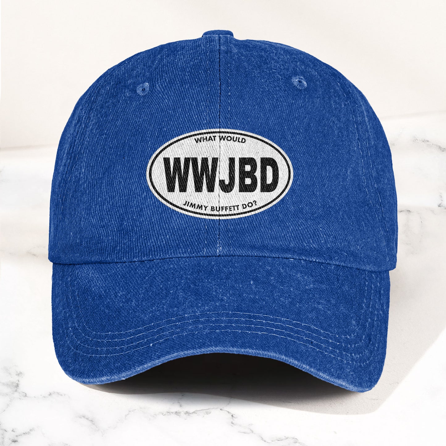 WWJBD Denim Cap – Retro Jimmy Buffett Inspired Dad Hat (With Box)