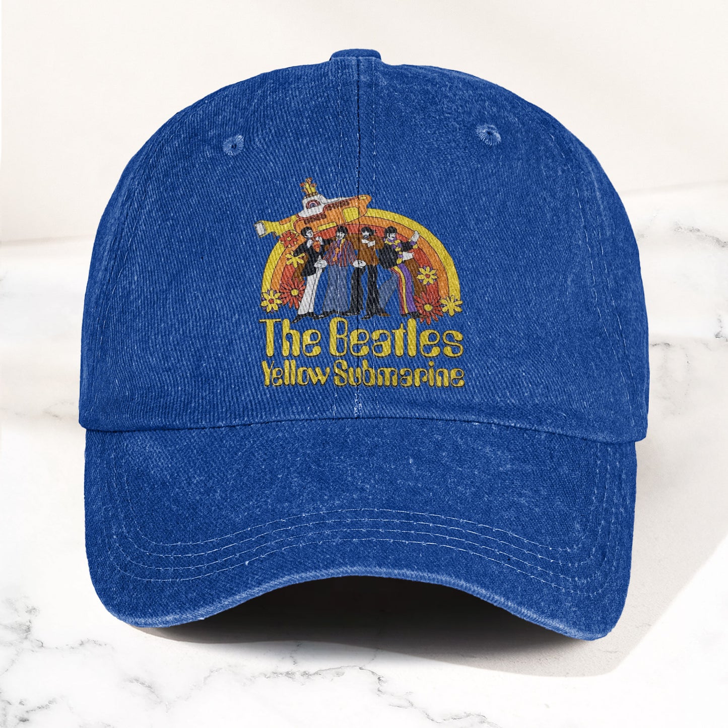 The Beatles Yellow Submarine Denim Dad Cap – Iconic Album Design ( With BOX)