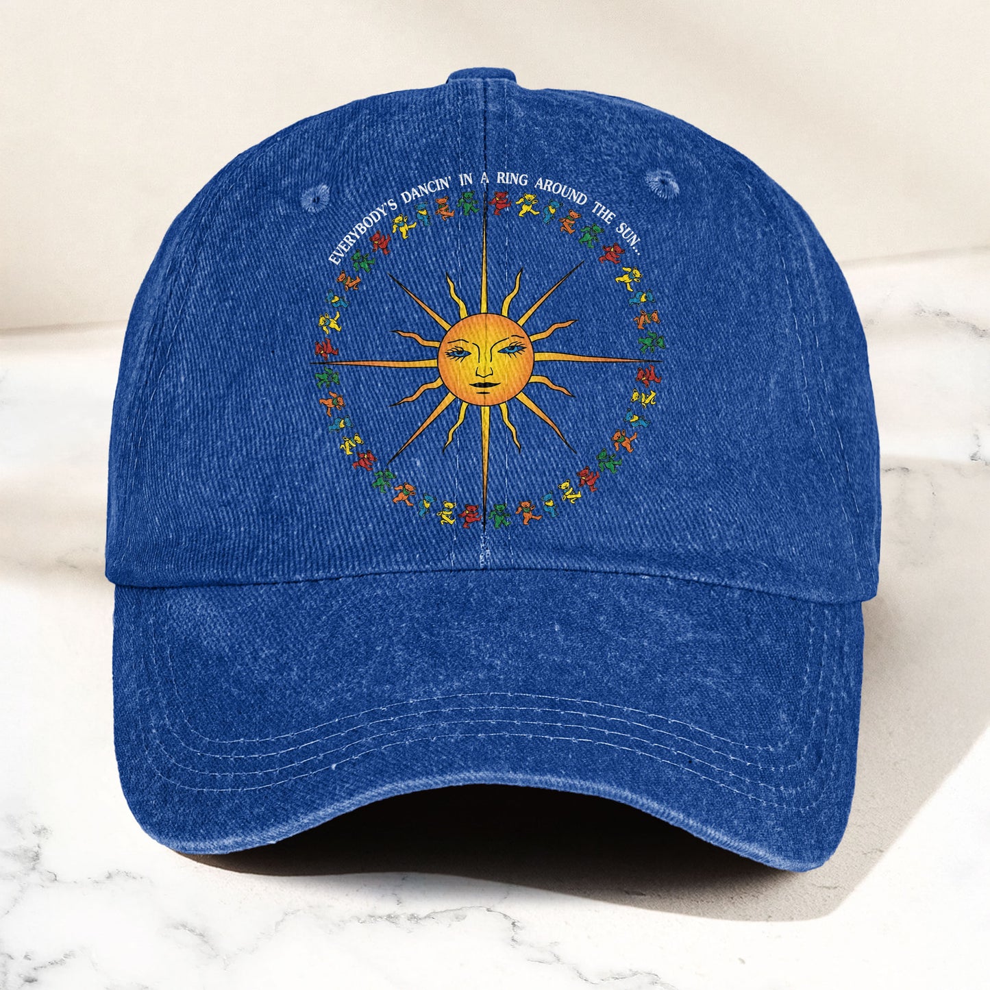 Grateful Dead Denim Cap – Sun & Dancing Bears “Ring Around the Sun” Dad Hat (With Box)