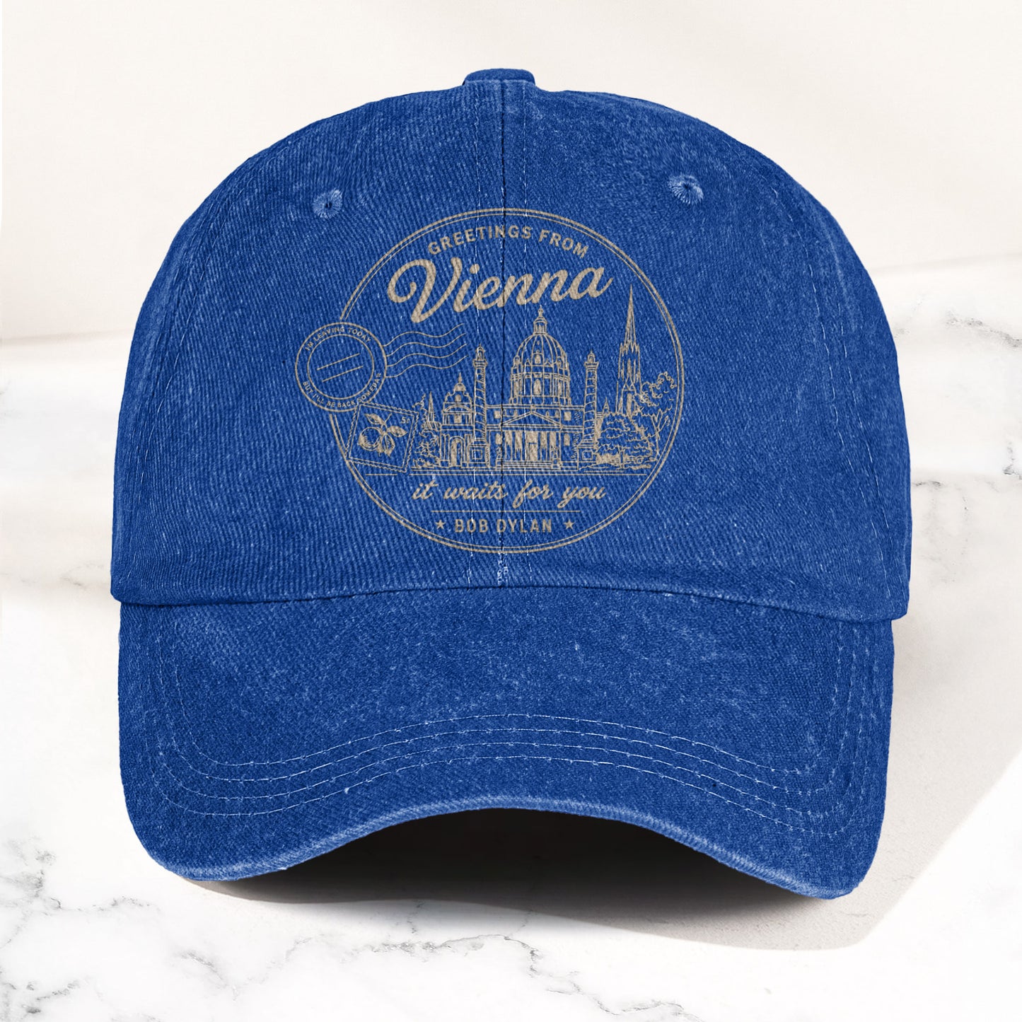 Bob Dylan Vienna It Waits For You Denim Cap – Retro Vintage Dad Cap Gift For Dad (With Box)
