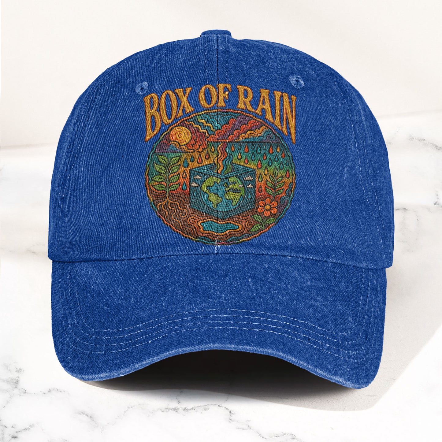 Grateful Dead Box Of Rain Earth Graphic Music Merch Denim Cap – Retro Vintage Dad Cap Gift For Dad (With Box)