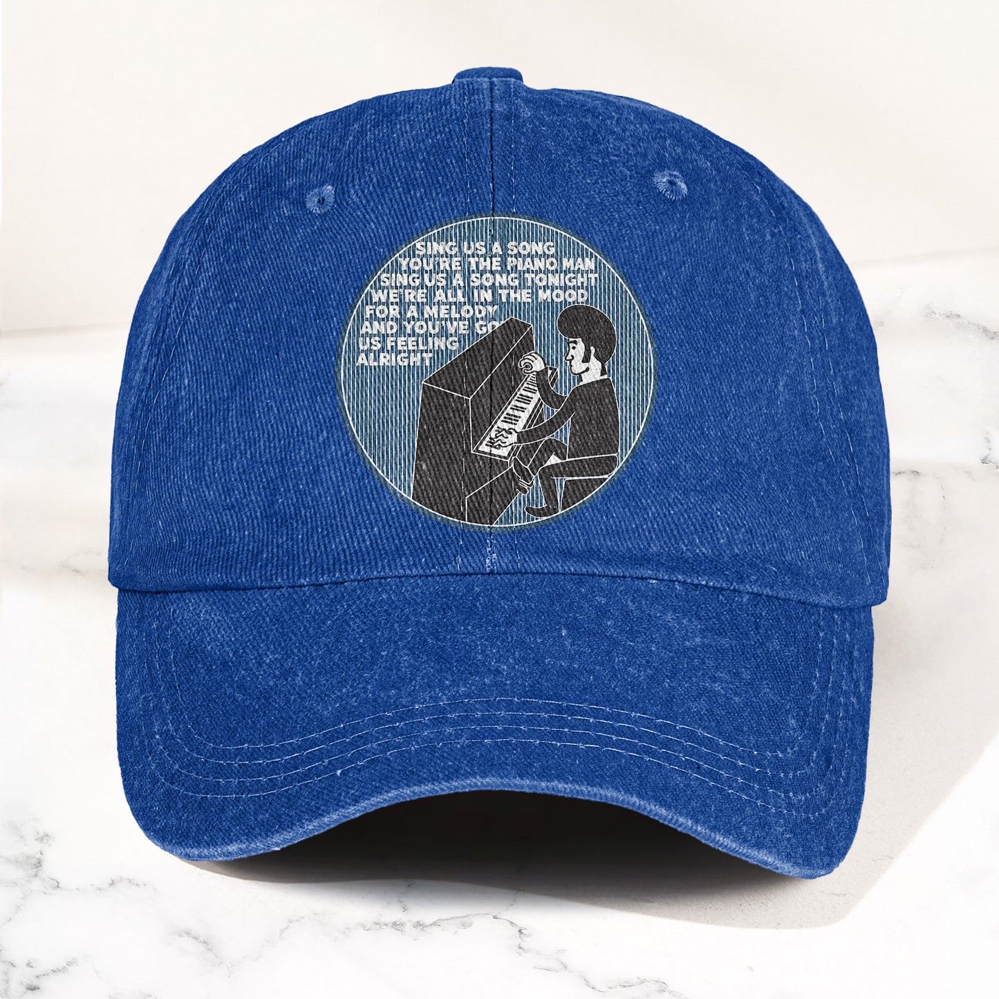 Billy Joel Piano Man Sing Us A Song Lyrics Vintage Graphic Denim Cap – Retro Vintage Dad Cap Gift For Dad (With Box)