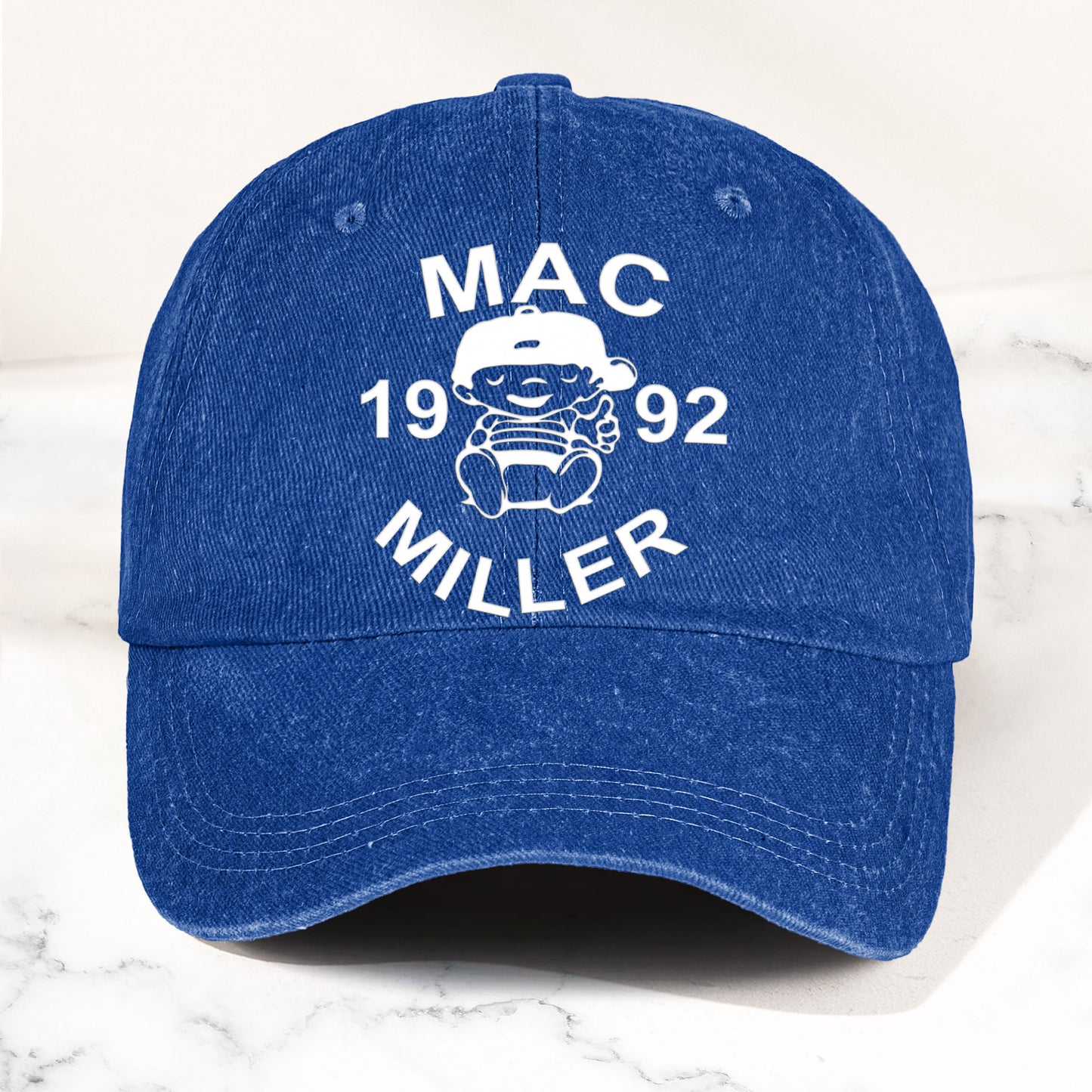 Mac Miller Denim Dad Cap – 1992 Baby Logo Tribute Design ( With BOX)