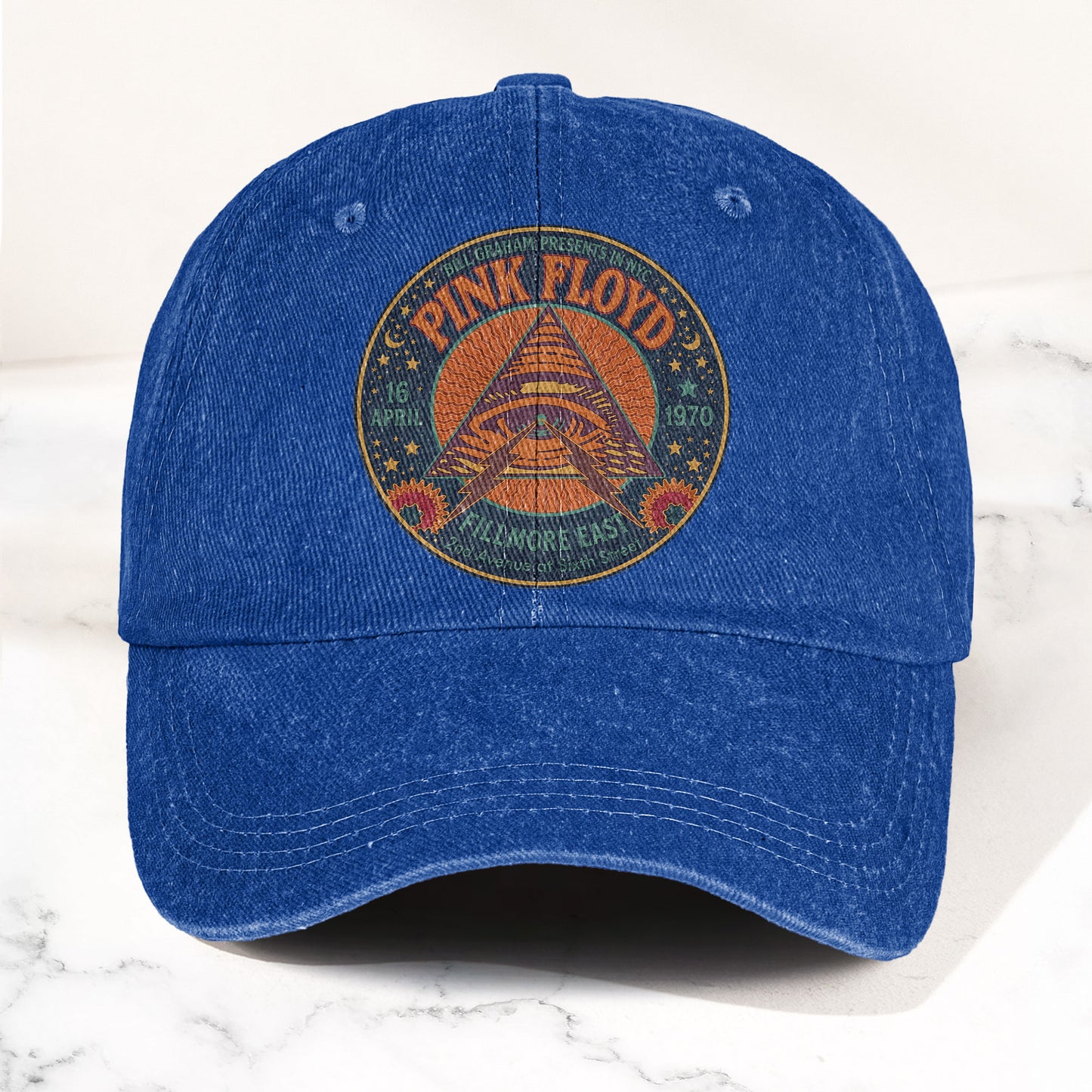 Pink Floyd 1979 Fillmore Poster Graphic Vintage Denim Cap – Retro Dad Cap (With Box)