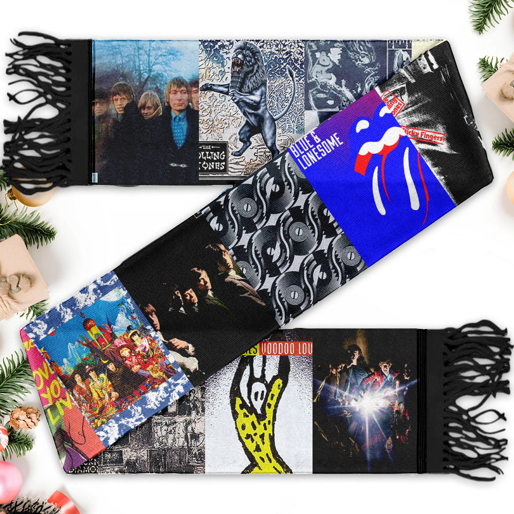 The Rolling Stones Album Collage Scarf – Classic Rock Fan Gift