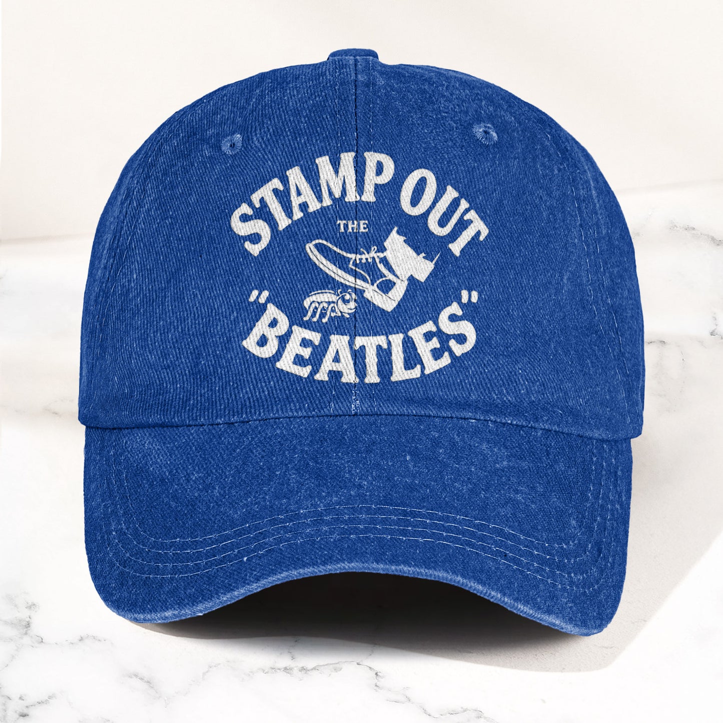 The Beatles Stamp Out Vintage 1960s Satire Graphic Music Merch Denim Cap – Retro Vintage Dad Cap Gift For Dad (With Box)