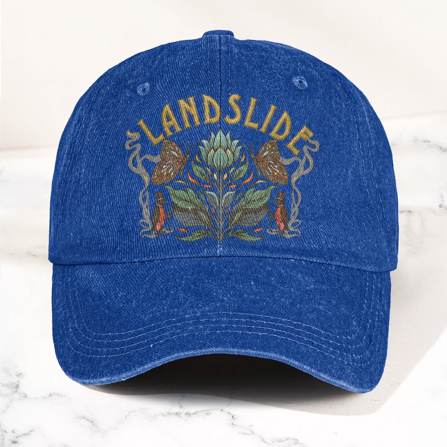 Fleetwood Mac Landslide Stevie Nicks Butterfly Floral Lyrics Music Merch Denim Cap – Retro Vintage Dad Cap Gift For Dad (With Box)