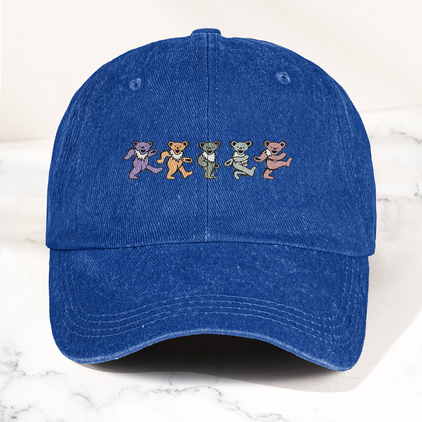 Grateful Dead Pastel Dancing Bears Denim Cap – Vintage Music Grateful Dead Merch Gift for Dad (With Box)