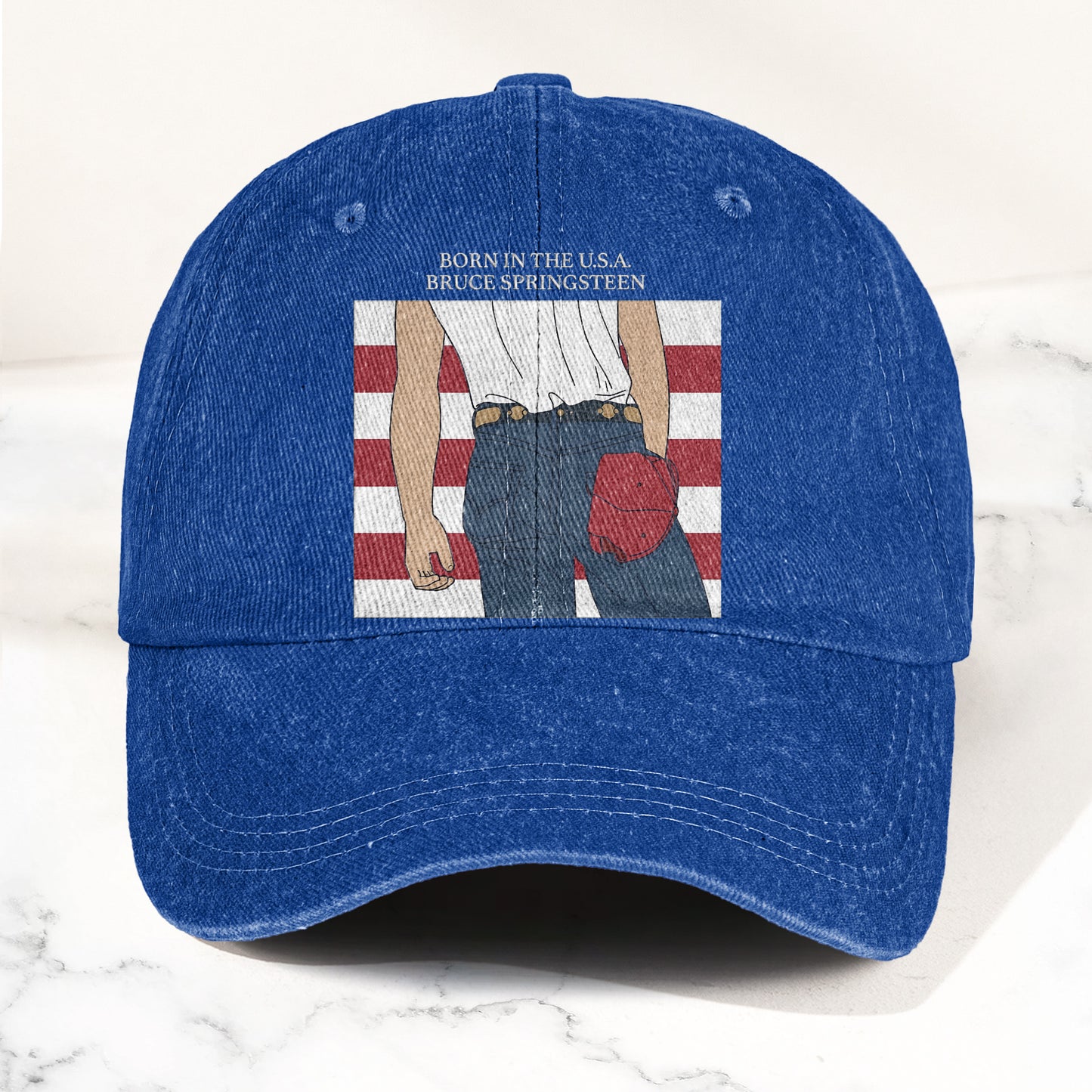 Born in the U.S.A  Bruce Springsteen Denim Cap – Retro Music Fan Merch Cap Gift For Dad (With Box)