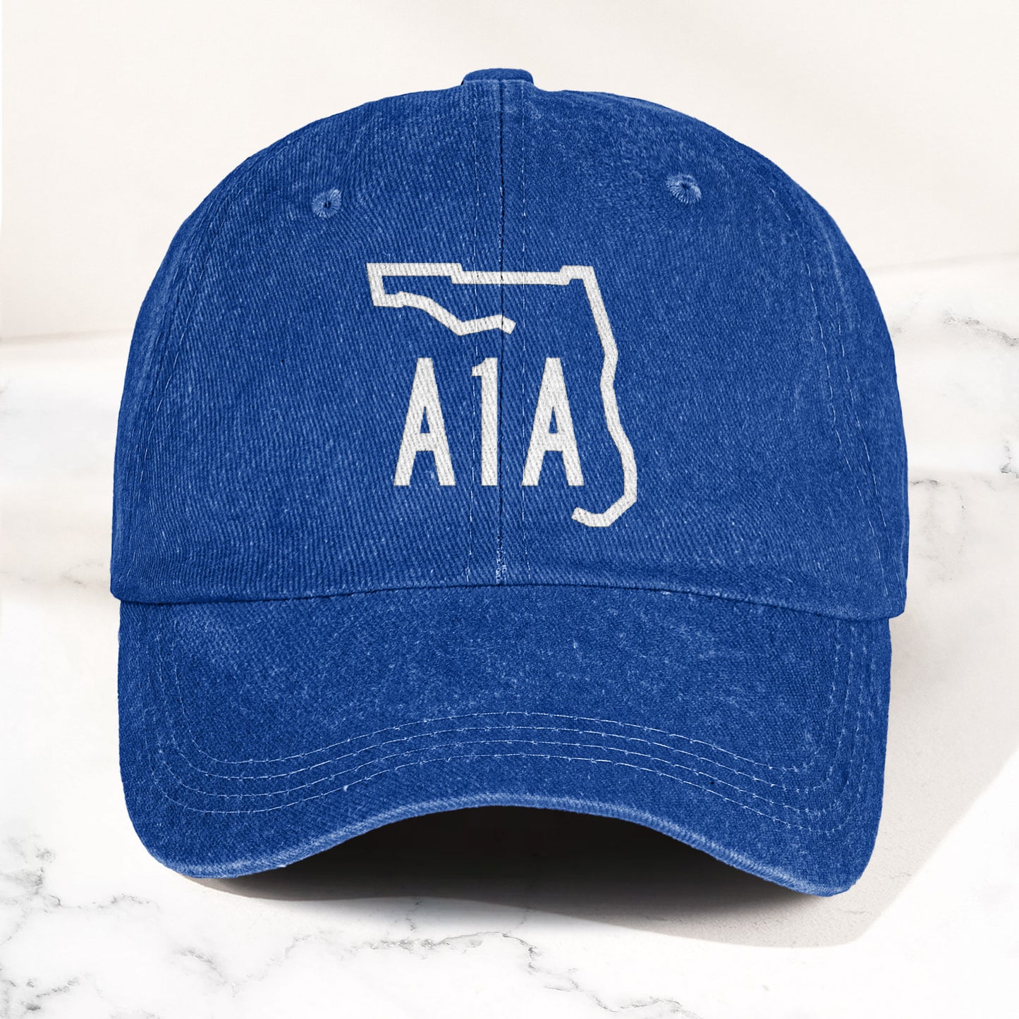 A1A Highway Sign Florida Denim Cap – Retro Jimmy Buffett Inspried Hat (With Box)