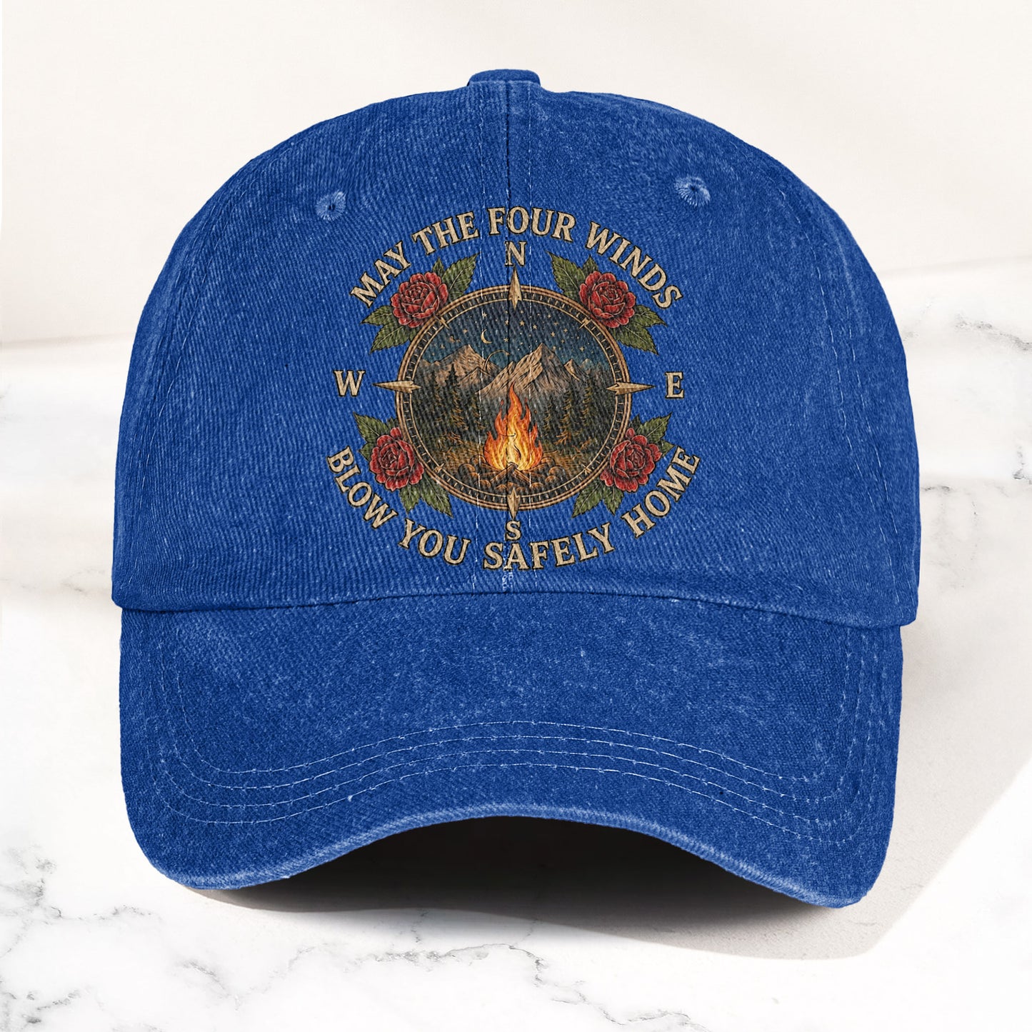Grateful Dead Franklin's Tower May The Four Winds Blow You Safely Home Campfire Nature Denim Cap – Retro Vintage Dad Cap Gift For Dad (With Box)