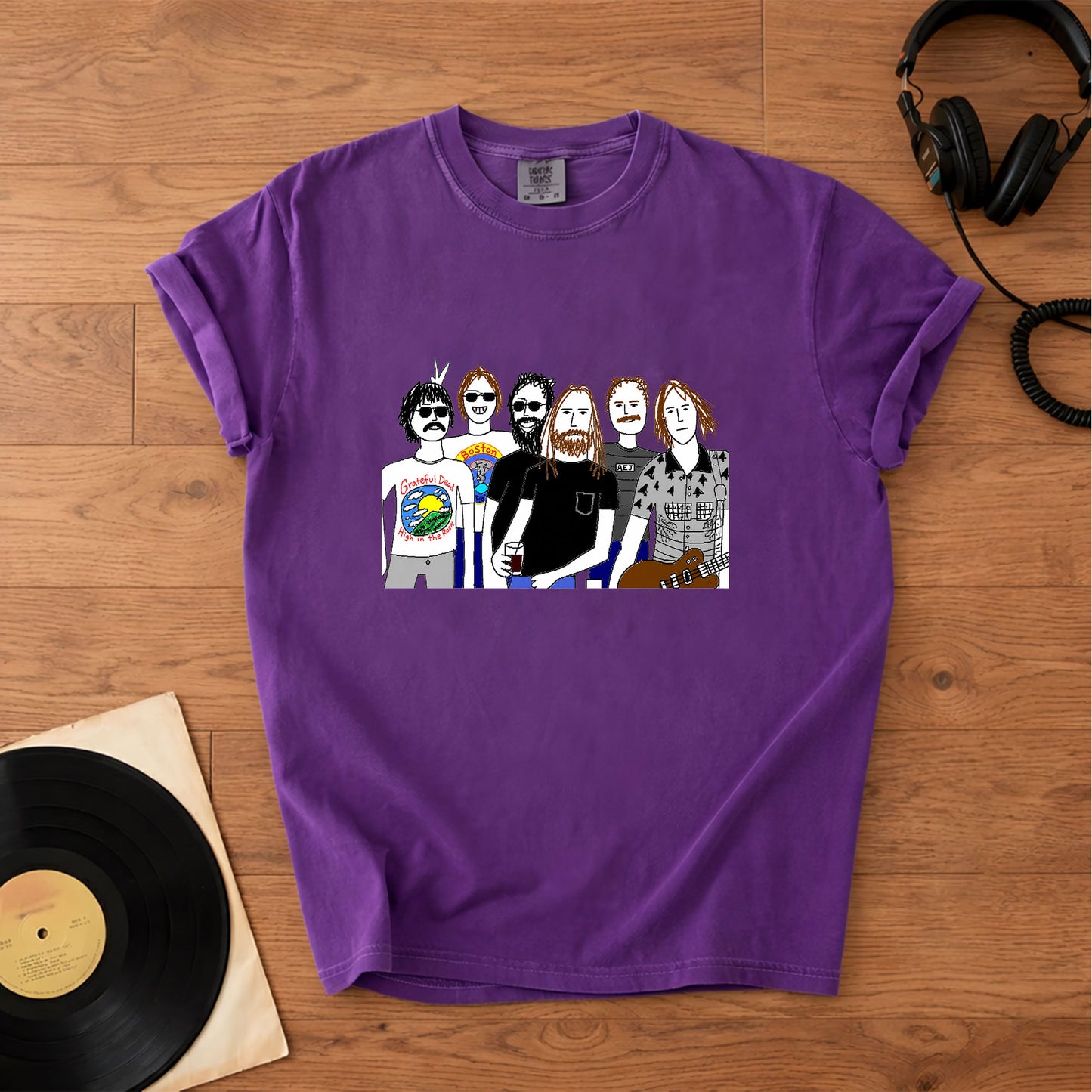 Grateful Dead Inspired Band Cartoon Graphic T-Shirt – Retro Rock Music Band Merch Tee