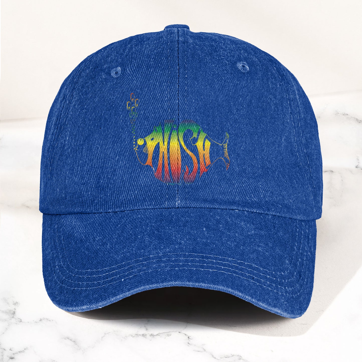 Phish Rainbow Fish Logo Denim Cap – Retro Music Phish Cap Gift For Dad (With Box)