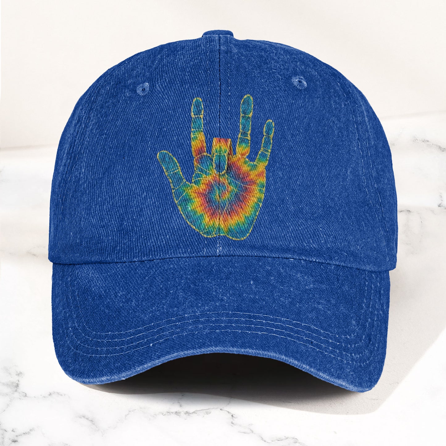 Jerry Garcia Handprint Tie Dye Denim Cap – Vintage Music Grateful Dead Merch Gift for Dad (With Box)