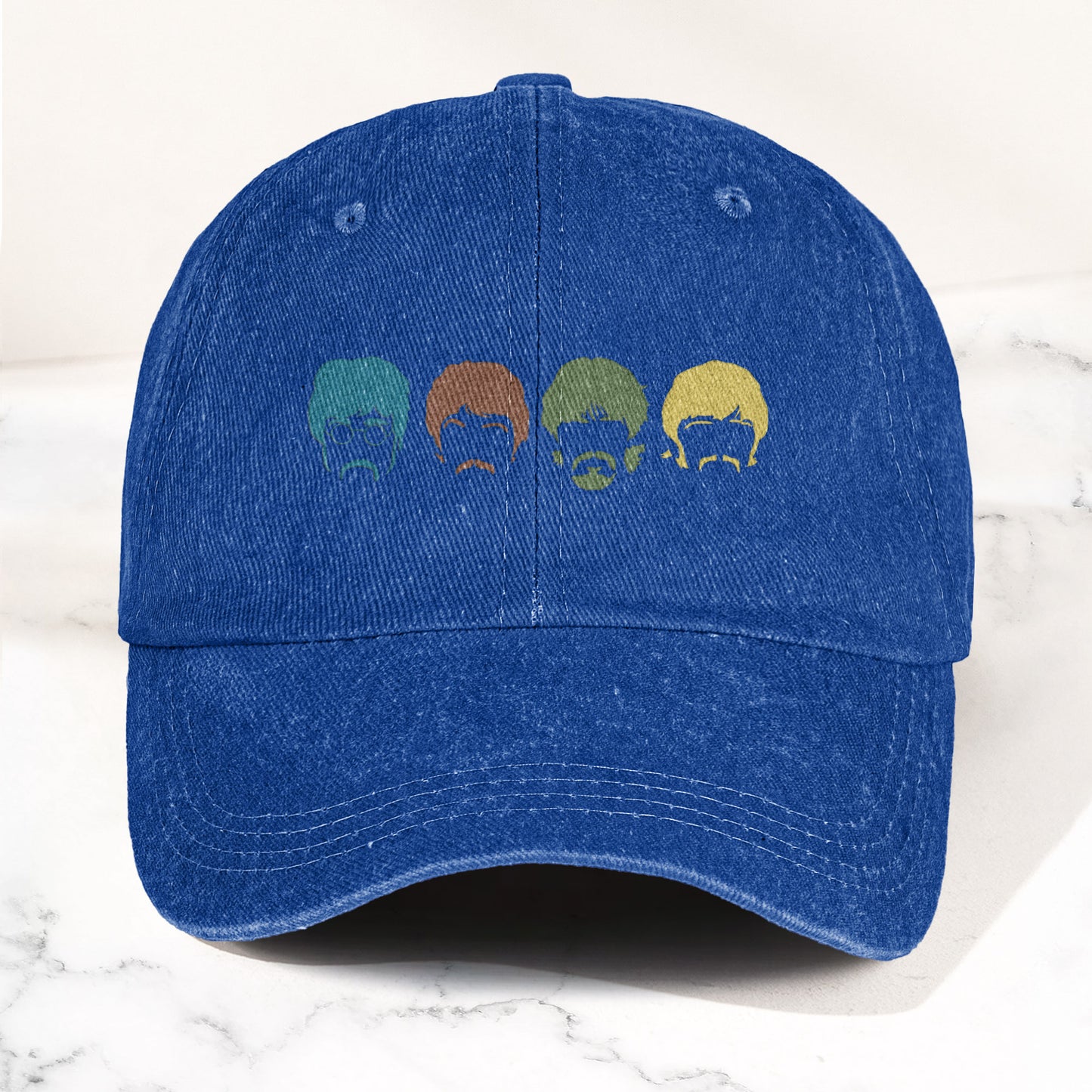 The Fabulous Four Faces Denim Cap – Retro The Beatles Tribute Merch Dad Hat (With Box)