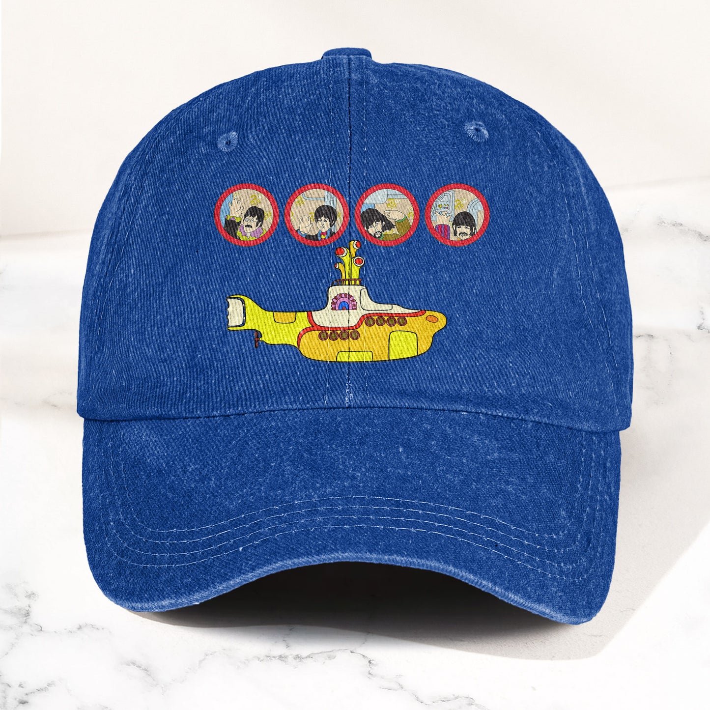 Yellow Submarine from The Beatles 1968 Cartoon Film Denim Cap – Retro Music Fan Concert Cap Gift For Dad (With Box)