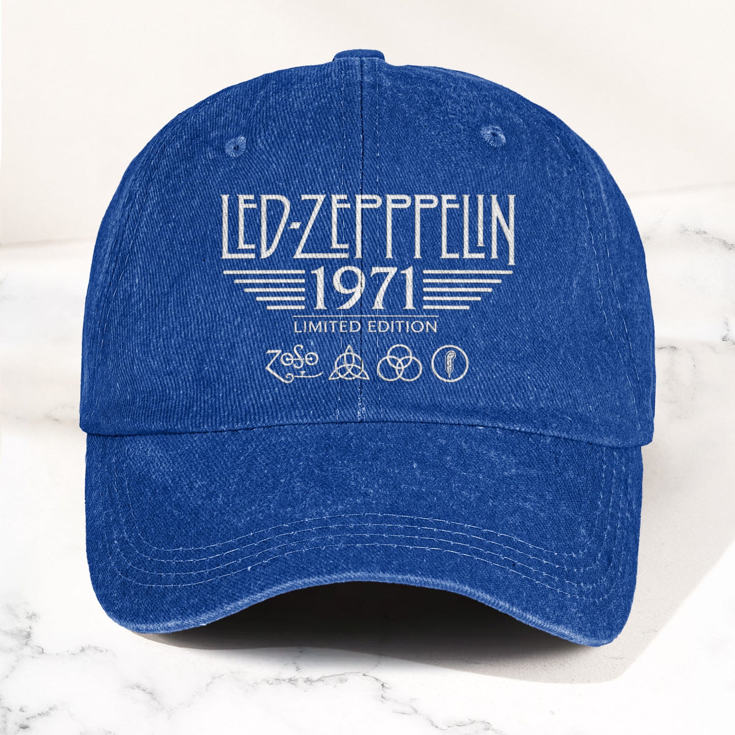 Led Zeppelin 1971 Four Symbols Denim Cap – Vintage Dad Cap Gift For Dad (With Box)