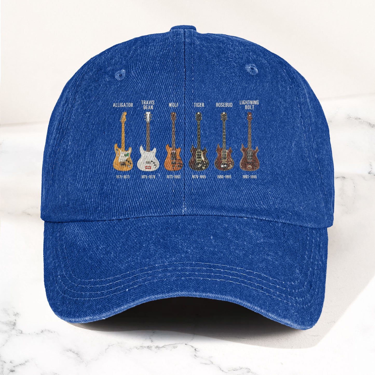 Jerry Garcia Famous Guitars Denim Cap – Vintage Music Grateful Dead Merch Gift for Dad (With Box)