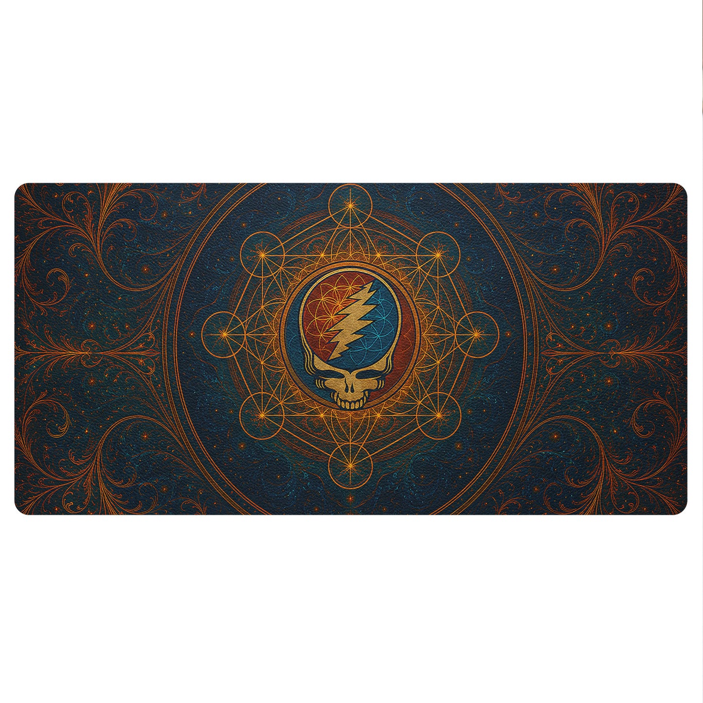 Grateful Dead Sacred Geometry Steal Your Face Desk Mat – Non-slip Office Gift Keyboard Pad Birthday Gift For Music Lovers