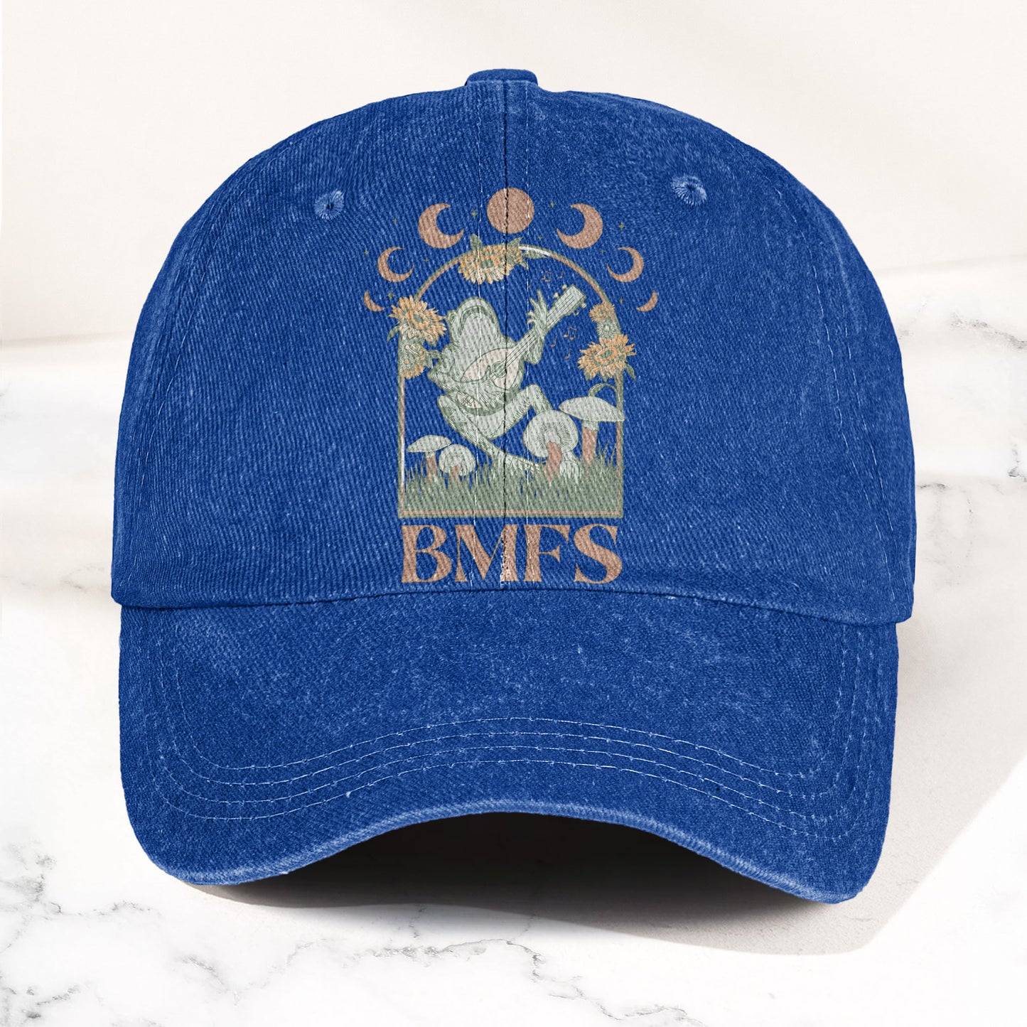 Billy Strings BMFS Frog Mandolin Sunflowers Moon Phase Vintage Graphic Denim Cap – Retro Vintage Dad Cap Gift For Dad (With Box)