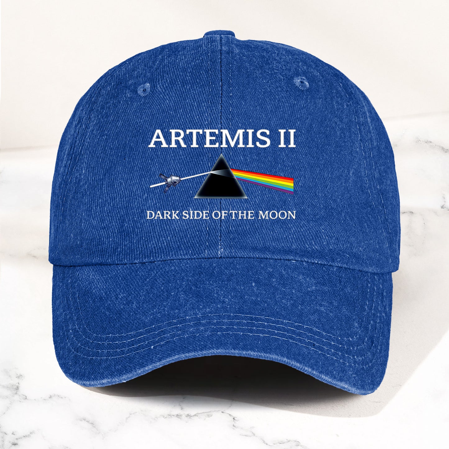 Artemis II Denim Cap – Dark Side of the Moon Inspired Space Dad Hat ( With Box)