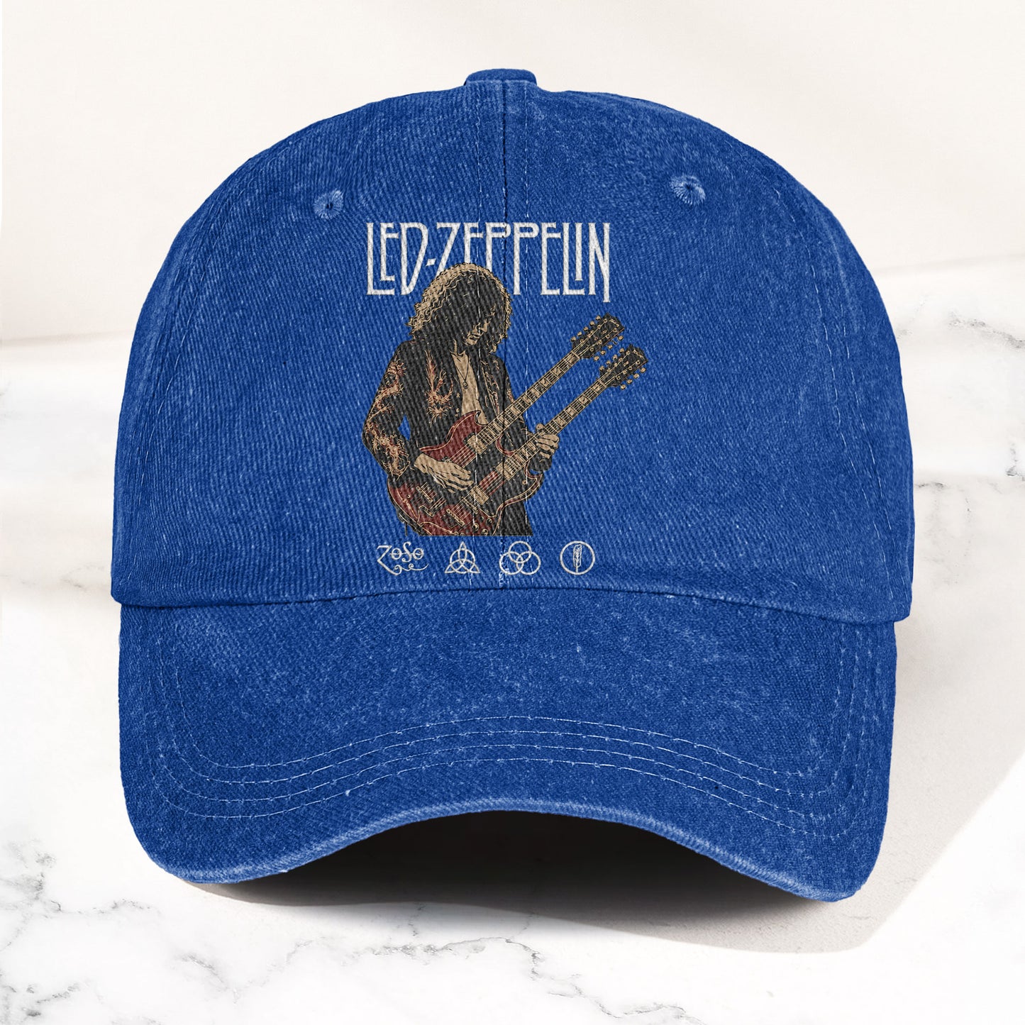 Led Zeppelin Jimmy Page Zoso Logo Denim Cap – Retro Vintage Dad Cap Gift For Dad (With Box)